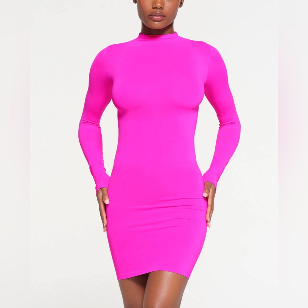 Skims Soft Smoothing Seamless Turtleneck Mini Dress